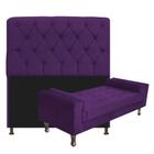 Kit Recamier Sofá Calçadeira Divã Félix 90 cm e Cabeceira Estofada Lady 90 cm Para Cama Box Solteiro Suede Roxo - AM Decor - Amarena Decor