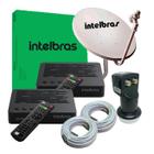 Kit receptor digital de tv via satelite rds 830 intelbras + antena + lnbf duplo + cabo coxial rg59