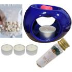 Kit Rechaud Oval + 3 Velas + Fósforo + 12 Wax Melts Lavanda - Lidi Gurgel Aromas