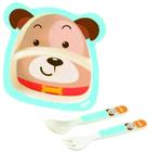 Kit Refeição Criança com Prato + Colher e Garfo Infantil Cachorrinho - BPA FREE - Zoop Baby