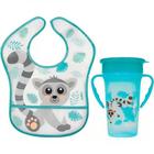 Kit Refeição Infantil Copo De Treinamento E Babador Com Bolso Lemure - Buba - Buba.