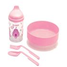 Kit Refeição Kuka Infantil Bebe Com Prato Copo e Talher Rosa Azul