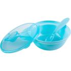 Kit Refeição Prático com Bowl Infantil Com Colher e Tampa Azul