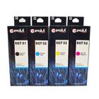 Kit Refil 4 Garrafas de Tinta Compatível Gt52 Gt53 P/ Gt5810 Smart Tank