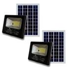 Kit Refletor Solar 2un 100W Completos Iluminação Área Externa Jardim