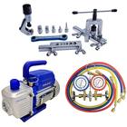 Kit Refrigeração Ar Condicionado com Bomba de Vácuo 1.8 CFM Simples Manifold e Flangeador
