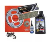 Kit Relacao Vaz Com Corrente Max + 01 Litro De Oleo Mobil 20w50 + Oleo Lubrificante Corrente 100ml Cg Titan Cargo Fan 125 De 2000 Ate 2008