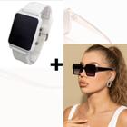 Kit Relógio Digital Led Silicone ajustável Esporte + Óculos de Sol Feminino Armação Grande degradê Luxo Tendência Moda