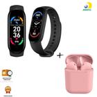 Kit Relogio Digital smart band Inteligente M6 + Fone inPods 12 Bluetooth - Rosa