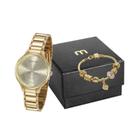 Kit Relógio Dourado Feminino Mondaine 53862Lpmvde2K3