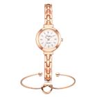 Kit Relógio Feminino Dourado Rosé Luxo E Pulseira Bracelete