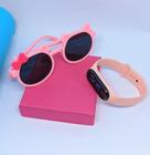 Kit Relógio Infantil Bracelete Silicone Ajustável Prova água + Óculos de Sol Menina Gatinho Gato com Laço Flexível Moda