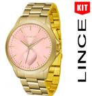 Kit Relogio Lince Feminino Lrgj097l Kw19 Dourado Rosa dia das mães