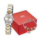 Kit Relógio+Pulseira Mondaine Prata/Dourado Feminino 32369L