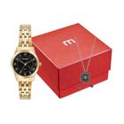 Kit Relógio+Semijoiais Mondaine Dourado Feminino 32796LPMKDE2K2