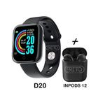 Kit Relogio Smart Watch Y68 D20 Pro 40mm + Fone InPods 12 Bluetooth