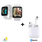 Kit Relogio Smartwatch Inteligente D20 Y68 + Fone inPods 12 Bluetooth - Branco