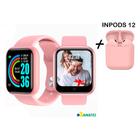 Kit Relogio Smartwatch Inteligente Y68 D20 Pro + Fone inPods 12 Bluetooth