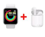 Kit Relogio Smartwatch Inteligente Y68 + Fone inPods 12 Bluetooth - Branco