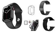 Kit Relogio Smartwatch Series 8 W28 Pro Watch 8 Recebe Ligaçoes Notificaçoes Gps Nfc Microwear