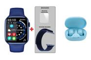 Kit Relógio Smartwatch W37 Pro Azul + Pulseira Serie7 - Coloca foto 44 Mm + Fone Bluetooth