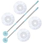 Kit Reposicao 2 Cabos Extensores Giratorios para Mop Pocket + 4 Refis Microfibra Limpeza Pratica Mor