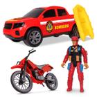 Kit Resgate Bombeiro Moto Bote Pick-up Brinquedo Samba Toys