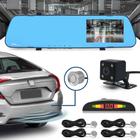 Kit Retrovisor C/ Tela + Câmera Ré E Frontal + Sensor Ré Prata Cromado Cromo Audi A1 2010 2011 2012 2013 Estacionamento