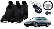 Kit Revestimento Personalizado Couro Honda Civic 1999-2006 + Volante + Chaveiro