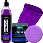 Kit Revitalizador Restaurador Renovador de Plasticos Restaurax Rejuvex Pano Aplicador Vonixx