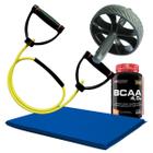 Kit Roda + Colchonete + Extensor Leve (Amarelo) + Bcaa 100G