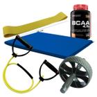 Kit Roda + Colchonete + Rubber Band + Extensor + Bcaa