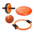 Kit Roda de Exercicios + Arco Flexivel + Disco Equilibrio + Overball