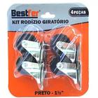 Kit Rodizio Giratorio 1.1/2 Preto com 4 Peças BFH1819 Bestfer