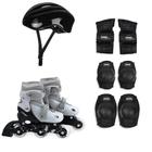 Kit Roller Cinza Tamanho P 30-33 (Roller, Joelheira e Capacete) - Mor