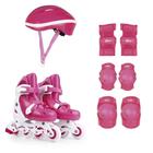 Kit Roller Patins Mor Rosa 34 Ao 37