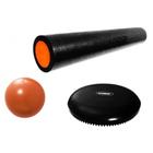 Kit Rolo de Pilates 90x15cm + Disco de Equilibrio Preto + Overball Liveup Sports