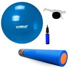 Kit Rolo para Exercicios 90cm + Bola Suica de 65cm para Alongamento e Equilibrio + Mini Bomba Liveup Sports