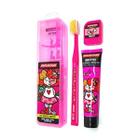 Kit Romero Britto Rosa Estojo Escova Fio E Creme Dental