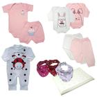 Kit Roupa Bebê 11 Pçs Body Short Macacão Bandana Travesseiro