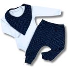 Kit Roupa Bebê Menino Masculino Conjunto Body Manga Longa Comprida Calça Babador Bandana Babete Algodão c22974