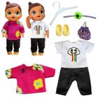 Kit roupa boneca para baby alive 7 peças - inverno arco iris
