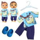 Kit roupa boneca para baby alive - dia de preguiça - 4 pçs