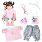 Kit roupa boneca para reborn 46/56cm 6 pçs coruja no jardim