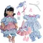 Kit Roupa Boneca Reborn 46/56Cm 6 Itens Vestido Poá Casinha