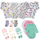 Kit Roupa de Bebê 21 Peças Body Pijama Kit Touquinha e Meias