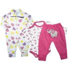 Kit Roupa De Bebê 3 Peças Inverno Macacão Body Mijão Bordado