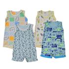 Kit Roupa De Bebê 4 Peças Macacão Regata Banho De Sol Verão