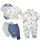 Kit Roupa de Bebê 5 Pças Body Mijão Camiseta Macacão Suedine