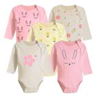 Kit Roupa De Bebê 5 Peças Body Estampado Manga Longa Enxoval